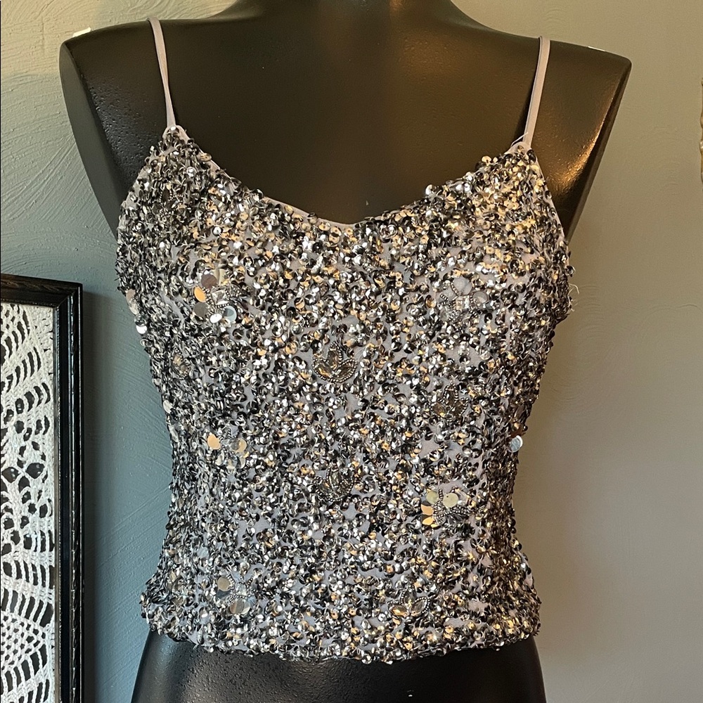 Express Glittering Silver Camisole